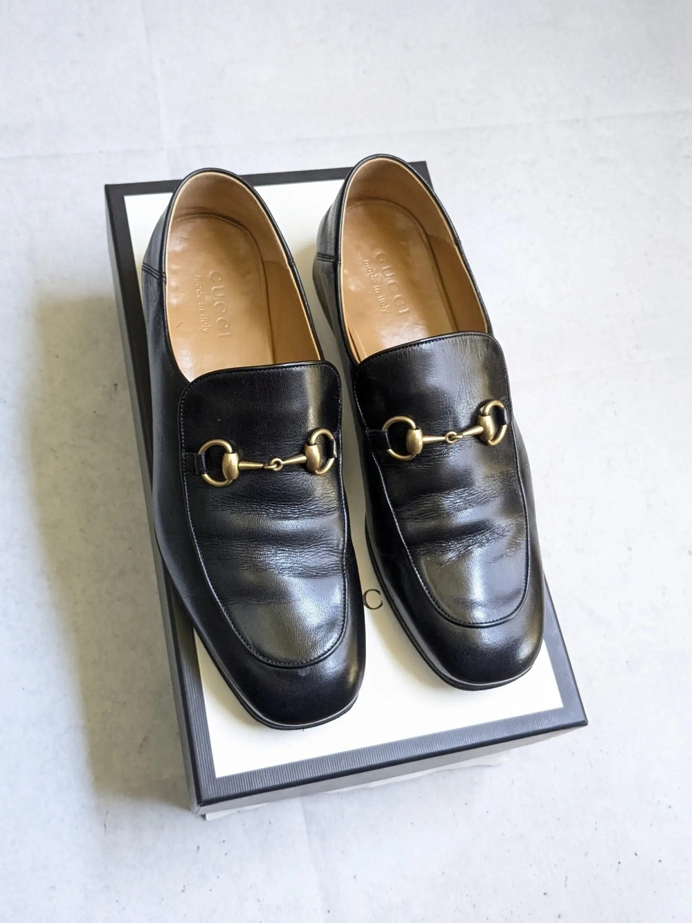Gucci Horsebit Loafers Black Leather Men US 9.5 Slip Ons